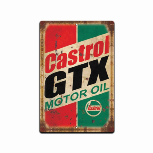 Castrol Oil Gtx - Castrol GTX, letrero de hojalata de